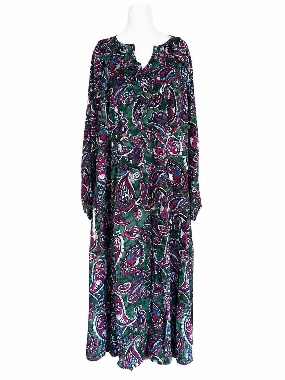NWT Talbots 18W Piccadilly Paisley Viscose Long Sleeve Maxi Midi Dress Plus Size